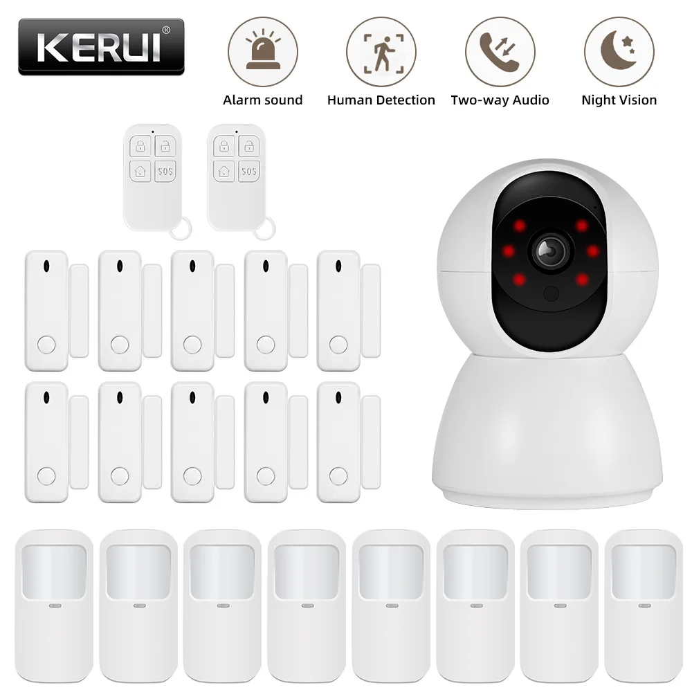 KERUI Burglar Alarm System 3MP IOT Camera Alarm System Home Security Surveillance Kit with Motion Detector Sensor APP Control