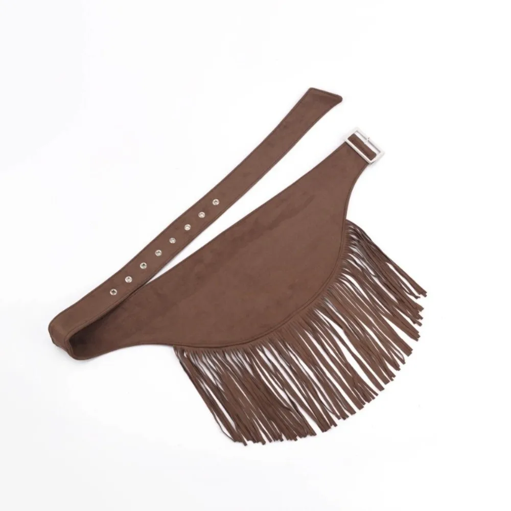 

Luxury Vintage Tassel Waist Belt Solid Color Cowboy Style Dress Belt Triangle Fringe Waistband for Women