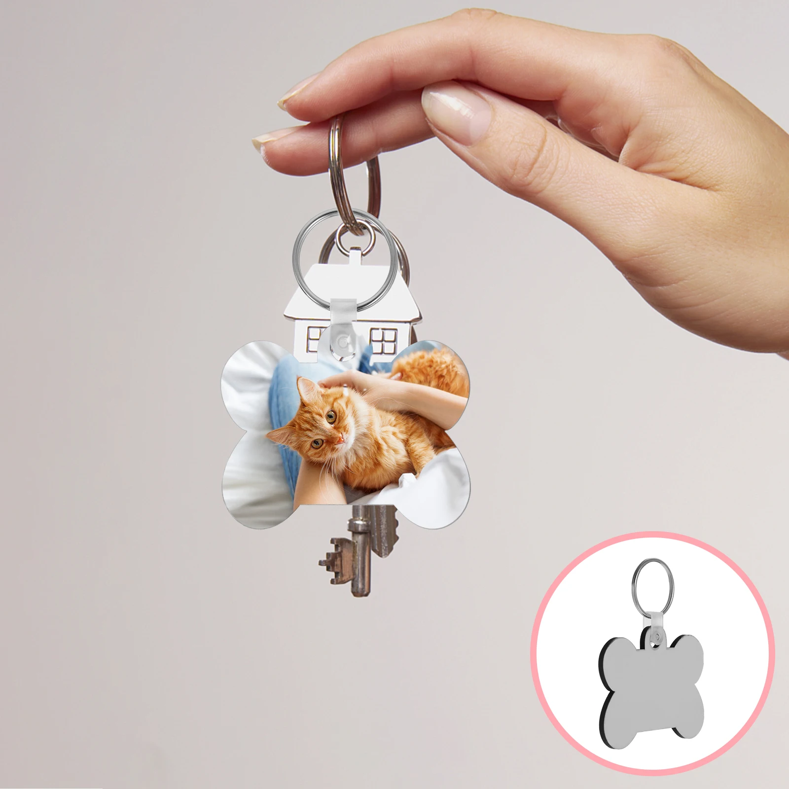 

24Pcs Customizable MDF Keychain Pendant Heat Transfer DIY Blank Key Holder