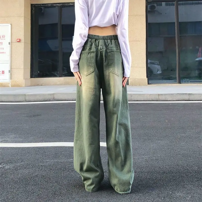 Jeans High Waist Pants Woman Korean Fashion Trousers Joggers Hip Hop Embroidery Gothic Sweatpants Aesthetic Streetwear Clothes