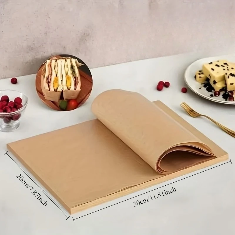 200Pcs Large Thick Pre‑Cut Baking Paper, Food‑Grade Non‑Stick Oil‑Resistant Kitchen Paper, Convenient Size for Baking, Frying &