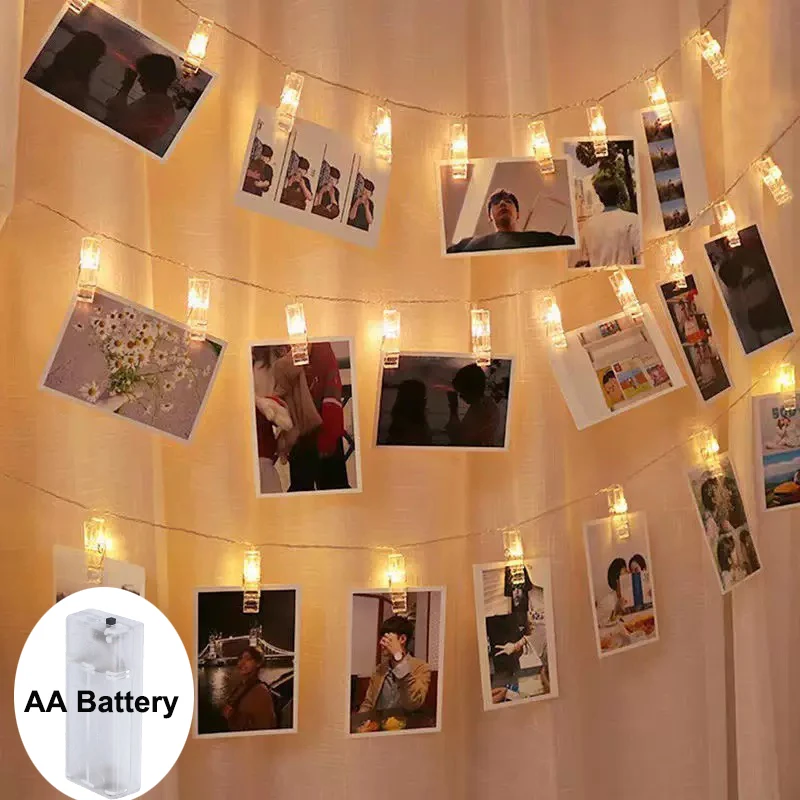 

Фотоклип Гирлянды Многоцветные светодиодные гирлянды-гирлянды на батарейках Свадебное праздничное освещение Свадебное украшение стены комнаты