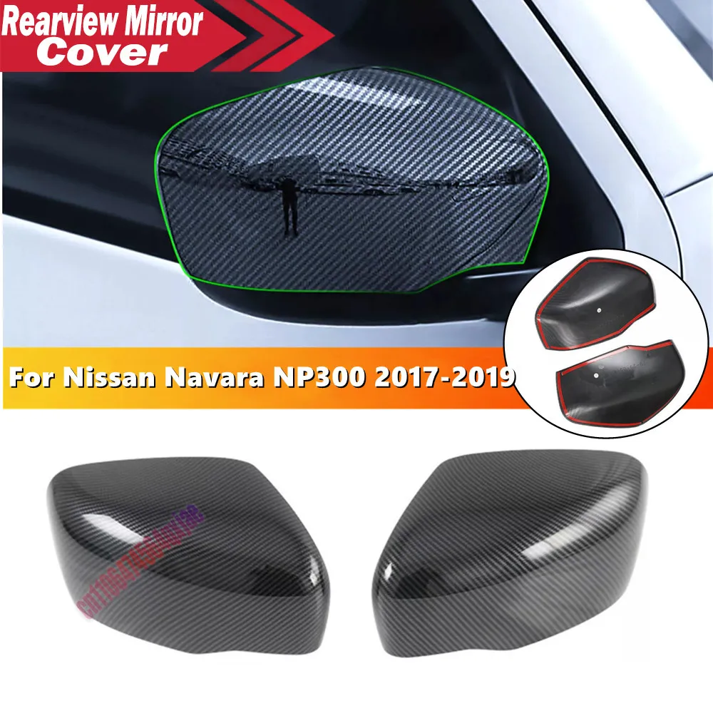 For Nissan Navara D23 NP300 2017-2019 Car Rearview Side Mirror Cover Wing Cap Exterior Door Trim Adhesive Sticker No Signal