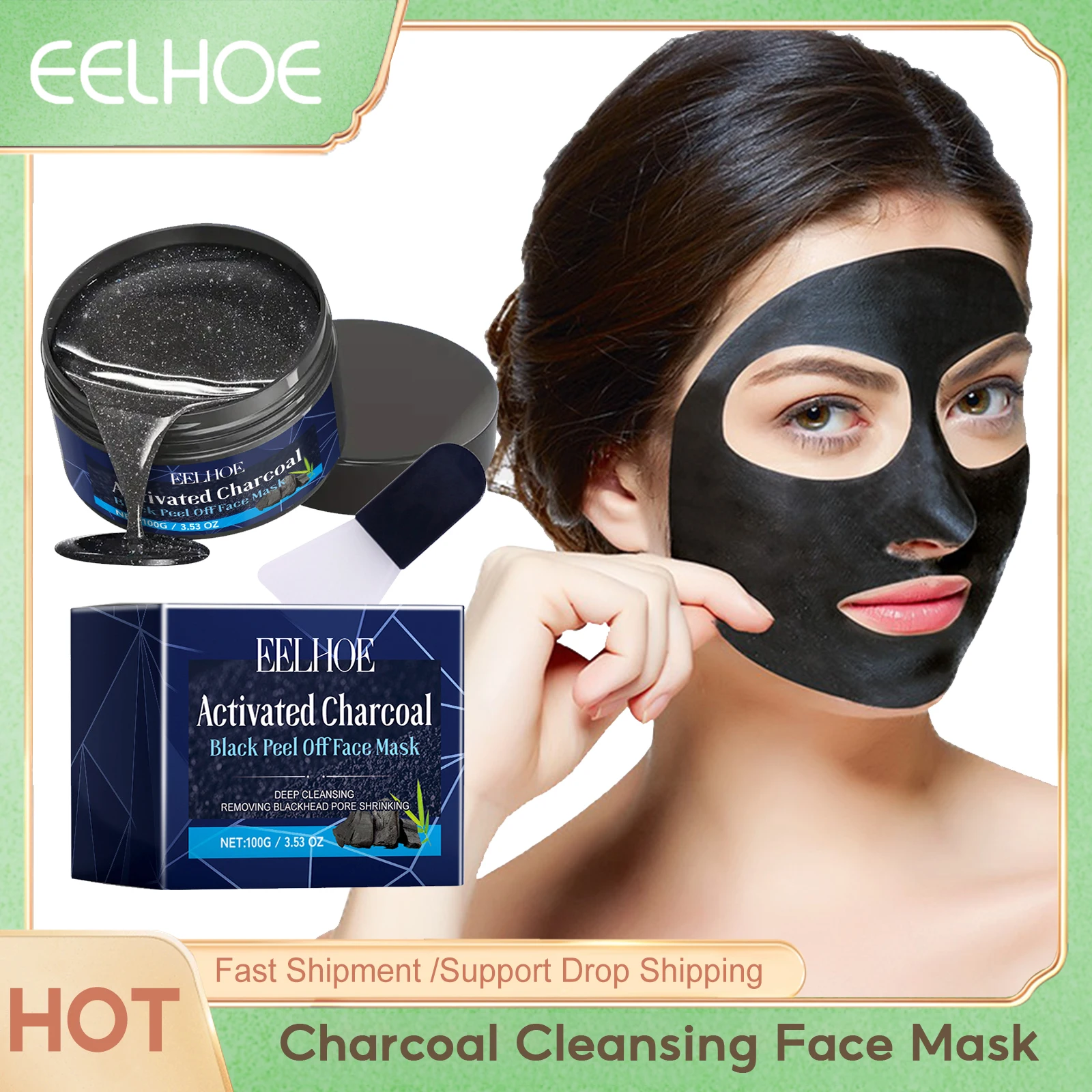 EELHOE Bamboo Charcoal Facial Mask Deep Cleansing Blackhead Remover Mask Peel Face Pore Cleaning Solution Facail Skin Care Mask