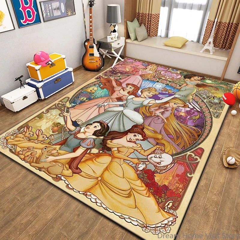 

Beautiful All Princess Theme Cartoon Carpet for Living Room Bedroom Sofa Doormat Decor Rug Kid Non-slip Floor Mat Girl Nice Gift