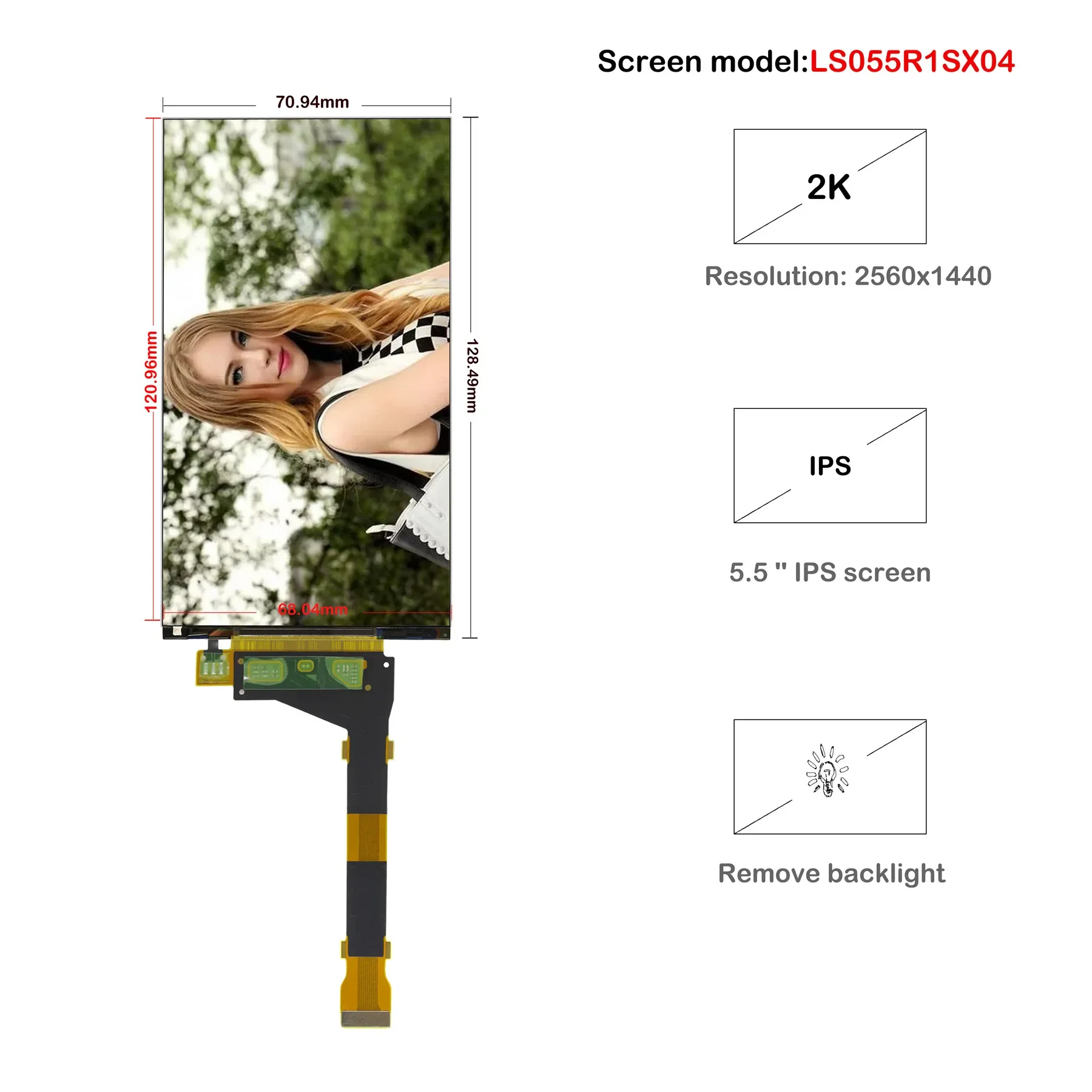 LS055R1SX04 Sharp04 5.5 SX04 Inch 2K LCD Screen with Glass protector For Elegoo Mars/Photon 3D Printer