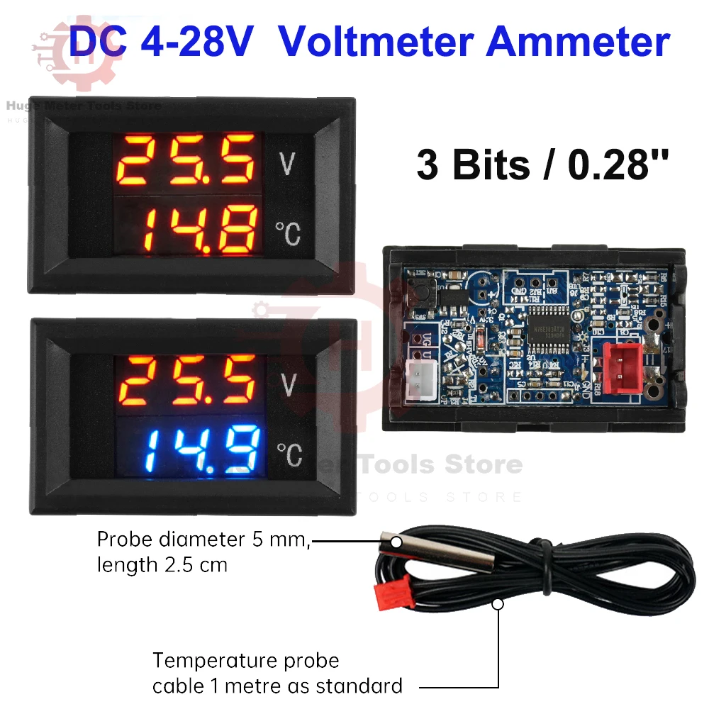 

DC 4-28V Digital Voltmeter Ammeter 3 Bits Amp Volt Voltage Current Meter Detector Tester 0.28'' LED Display Voltage Regulator