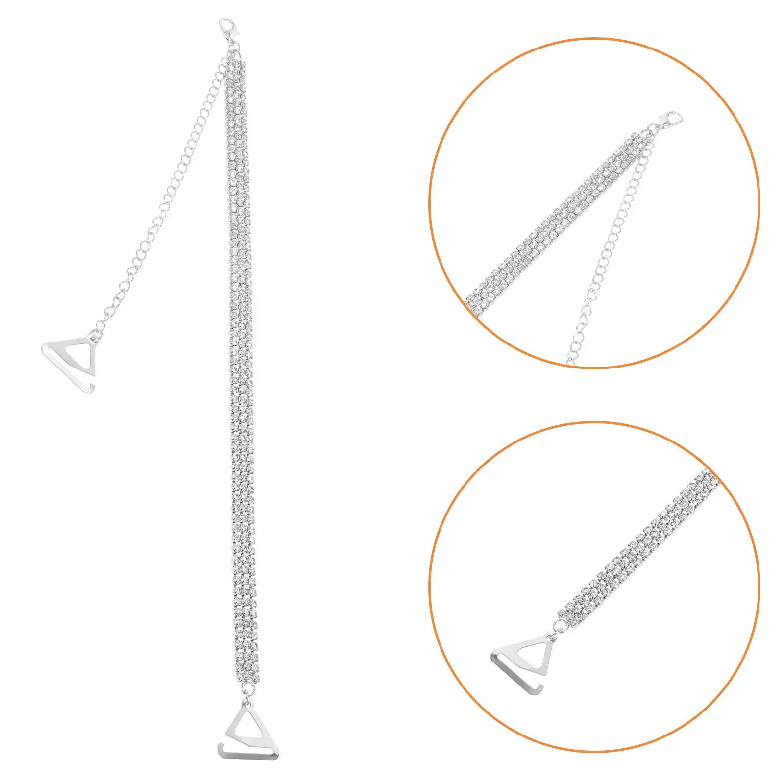 1Pair Anti-Skid Bra Strap Holders with Three Rows Rhinestone Design Slip-Resistant Underwear Accessories for Women Simple