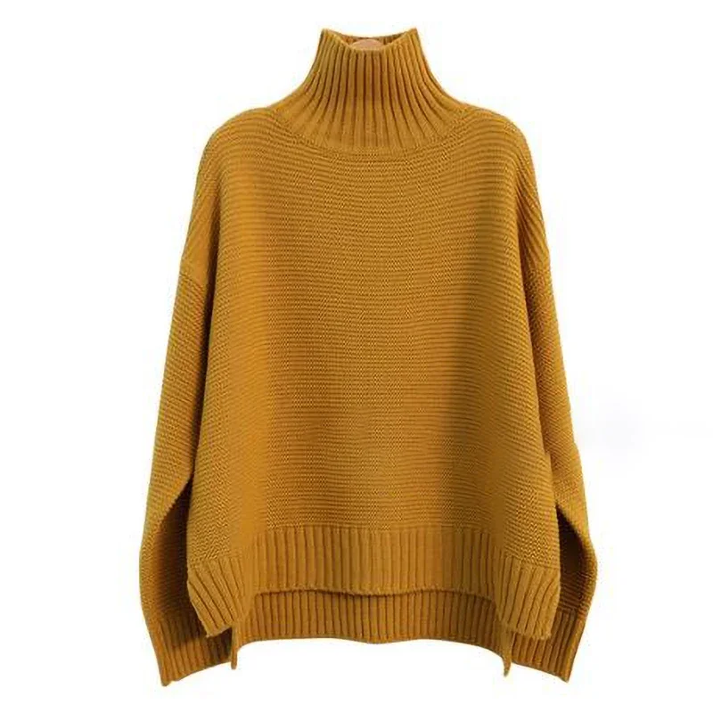 Women\'s plus Size Monochromatic Cashmere Sweater Thick Turtleneck Loose Fit for Autumn And Winter Europe America Style