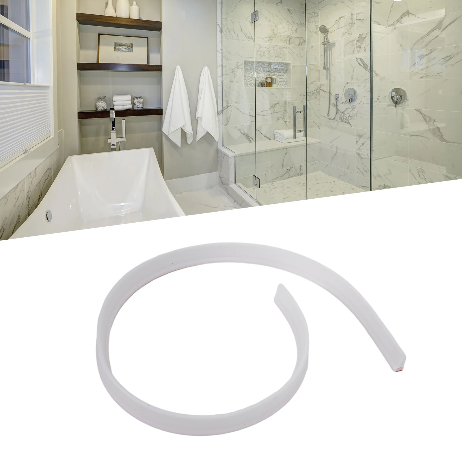 1pcs 1M Bathroom Shower Water Stopper Water Shower Dam Barrier Seal Strip PVC Self-adhesive Shower Barrier Water Contained Tool