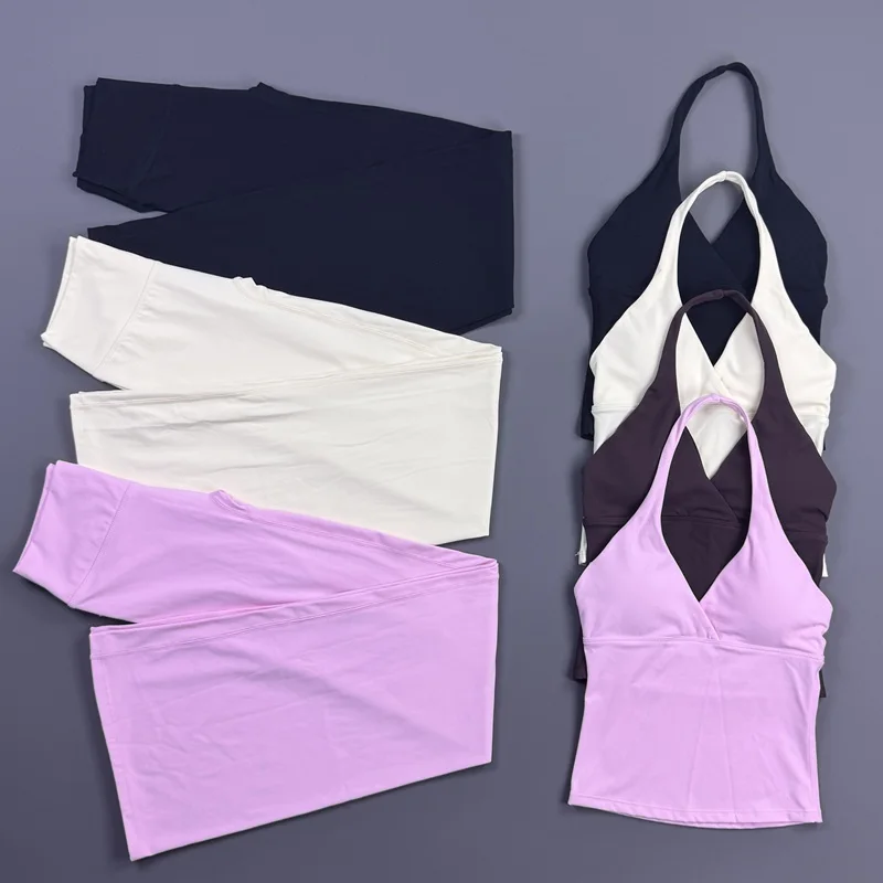 HISTELLO 2 Pieces Origin Set Women Sleeveless Tank Top Tummy Control Flare Leggings Buttery Soft Suit Fitness Workout Activewear