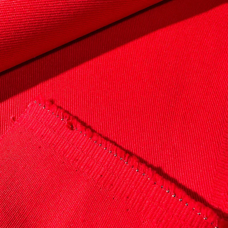 1Meter red cotton denim twill padded fabric jacket jeans special fabric