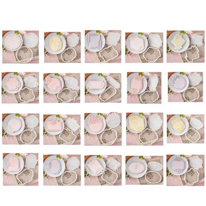 Stampi in silicone per biscotti con cornice con motivi delicati per biscotti creativi dessert