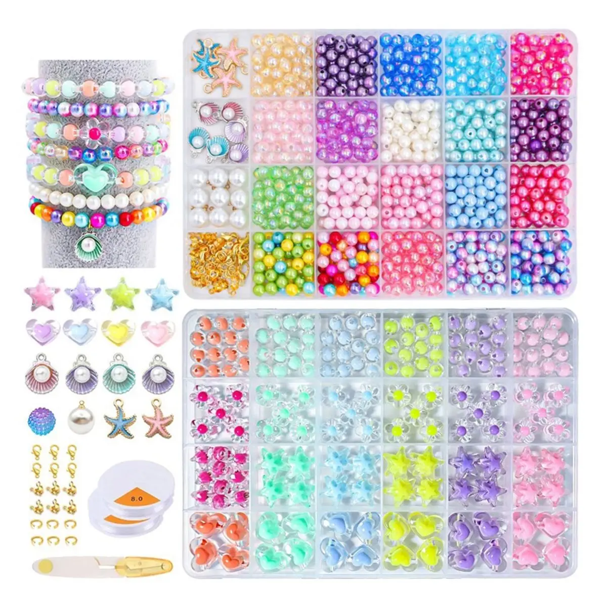 VALUE/MONEY Girls Bracelet Making Kit, 1190PCS Charm Jewelry Set for Kids, DIY Arts and Crafts Birthday Presents