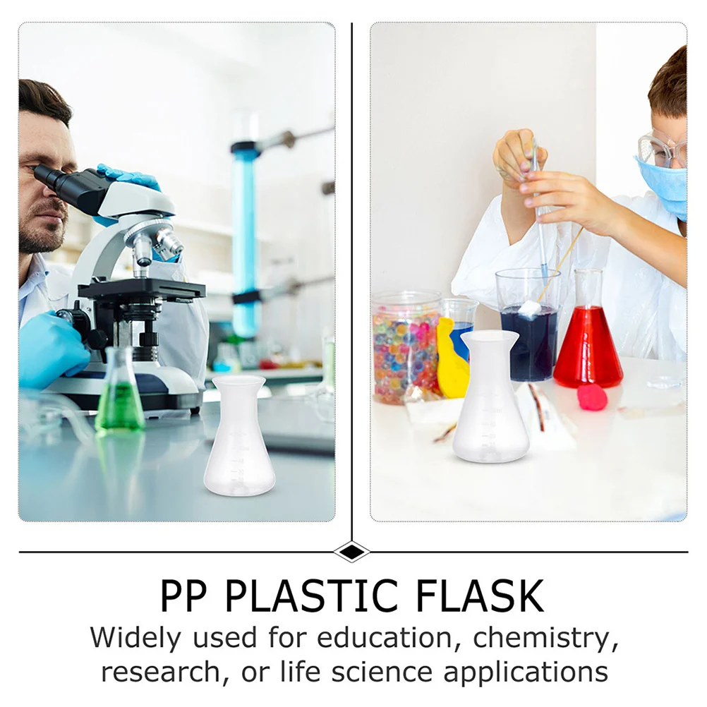 

6Pcs Plastic Erlenmeyer Flasks Professional 50ml Stable Laboratory Supplies Science Flask Measurement Scale Science Flask