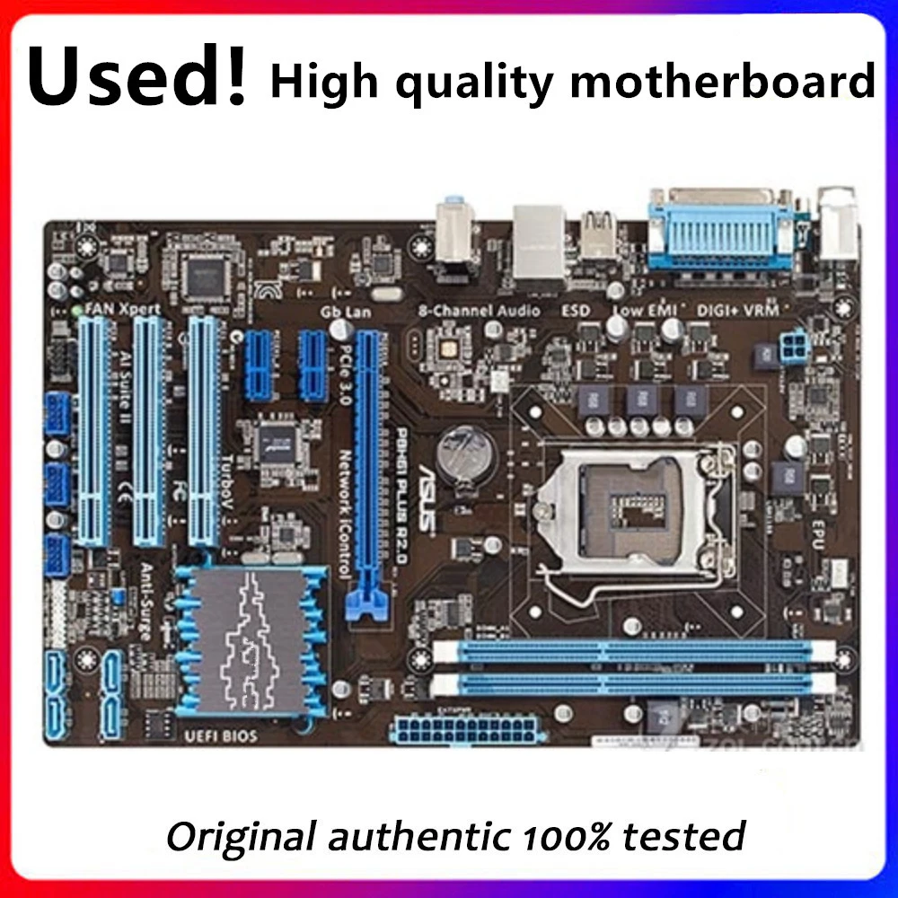 For ASUS P8H61 PLUS R2.0 Desktop Computer Motherboard LGA 1155 DDR3 16GB For Intel H61 P8H61 Desktop Mainboard  SATA II  Used