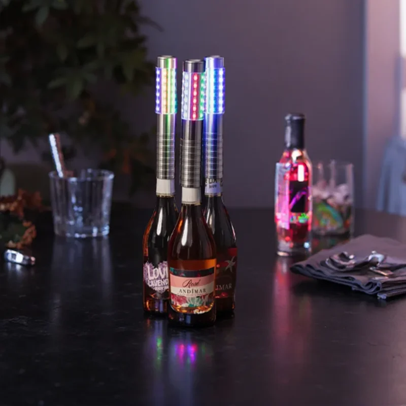Rechargeable LED Luminous Flash Stick for KTV Bar Atmosphere Handheld Champagne Head Glow Stick Aluminum Alloy Gold/Silver White