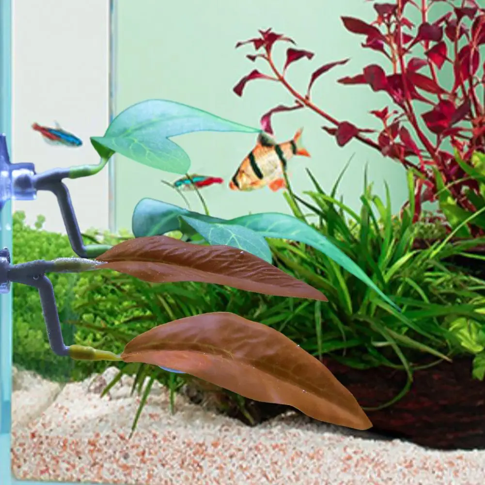 Fish Tank Aquatic Plants Fighting Fish Resting Leaf High Simulation Stunning Aquarium Decoration Realistic Colored Water Plants