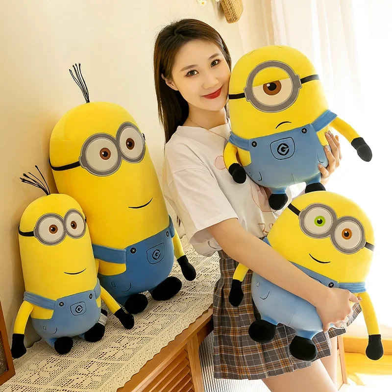 

Minions Movie Periphery Yellow Plush Bob Plush Stuart Stuffed Toys In Jeans Soft Dolls Pillow Decoration Children Birthday Gift