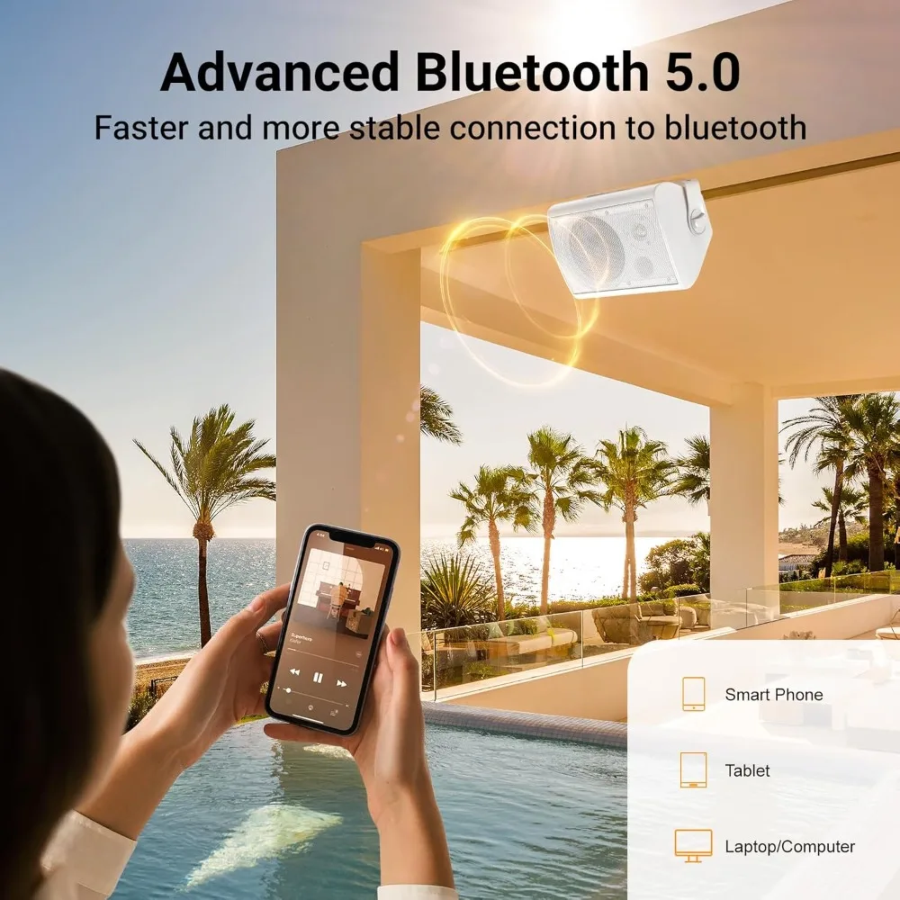 ترقية جديدة بيضاء، 6.5 بوصة مكبرات صوت بلوتوث داخلية وخارجية مقاومة للماء سلكية مثبتة على الحائط مكبرات صوت نشطة 400 وات-بيع ساخن! #3