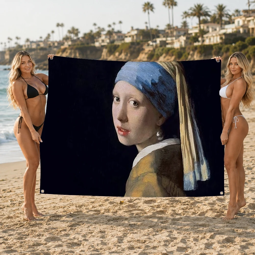 Painter J-Jan Vermeer Art Outdoor Flag for Home Camping Party Club Decor Garden Yard Wall Hanging Banner