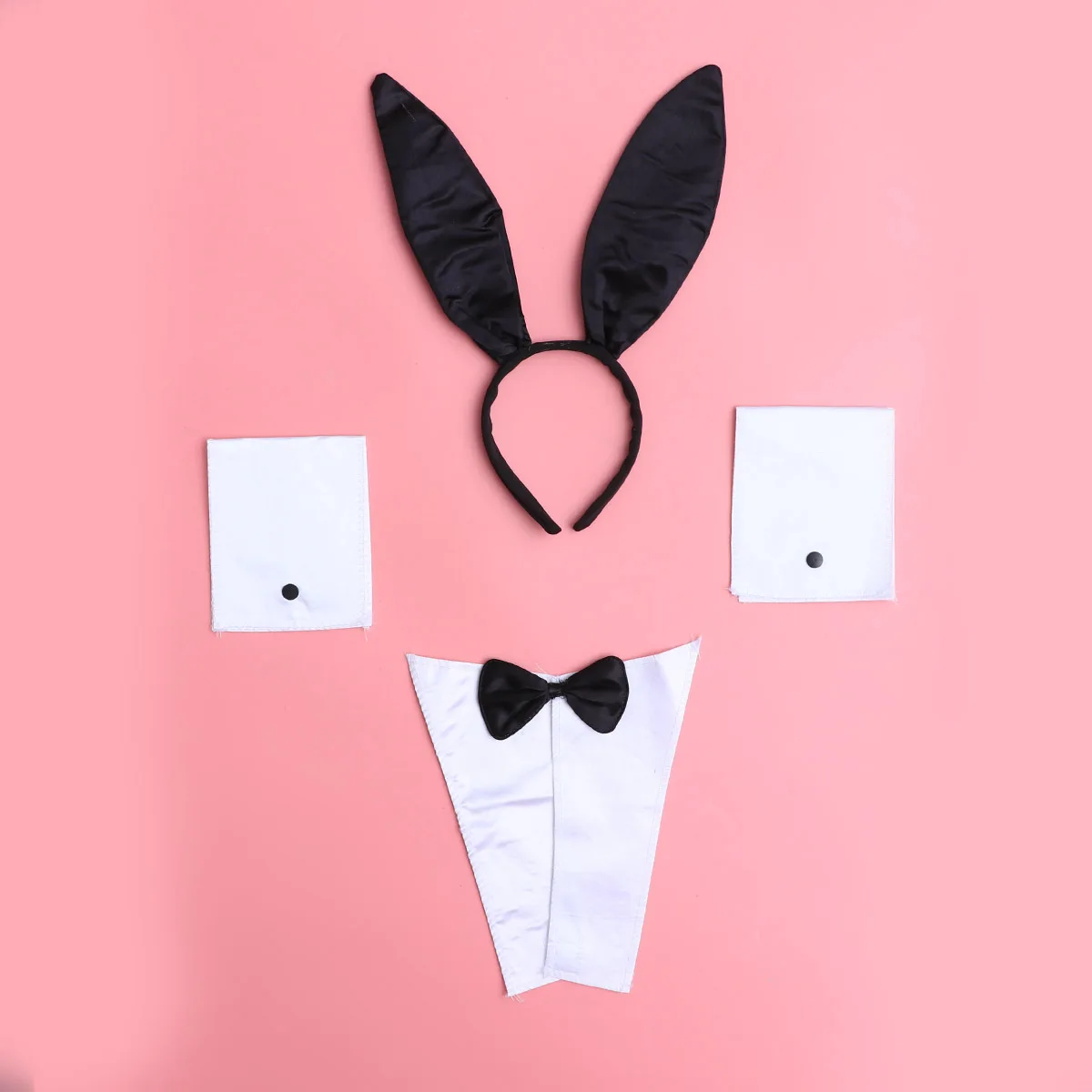 Bunny Costume Kit Soft Fabric Headband Necktie Wristband Set for Party Cosplay Rabbit Costume Kit Bunny Accessory