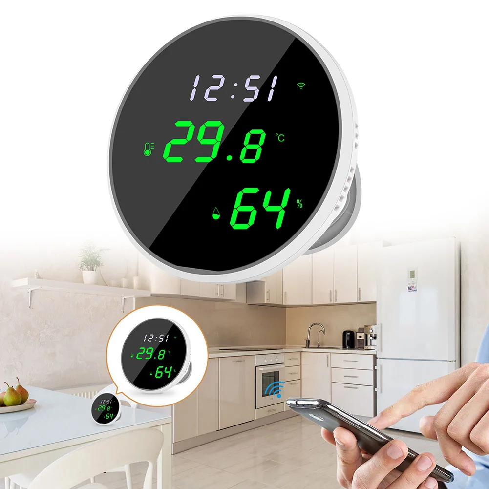 Humidity Monitoring Smart Home Automation Backlit LCD Display Thermometer Smart Home Thermometer Shared Device