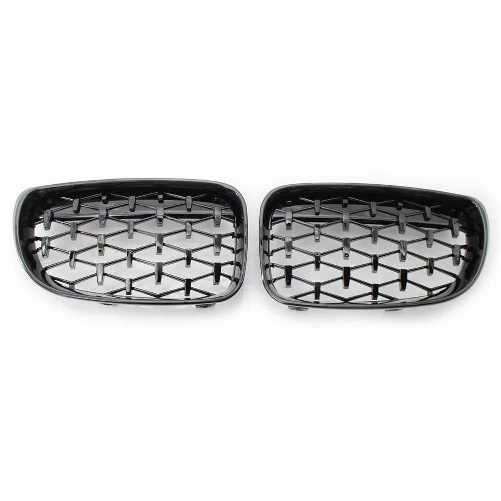 2Pcs Car Front Kidney Grille Diamond Meteor Mesh Grill For BMW 1-Series E81 E82 E87 E88 118i 120i i130 2008 2009 2010 2011