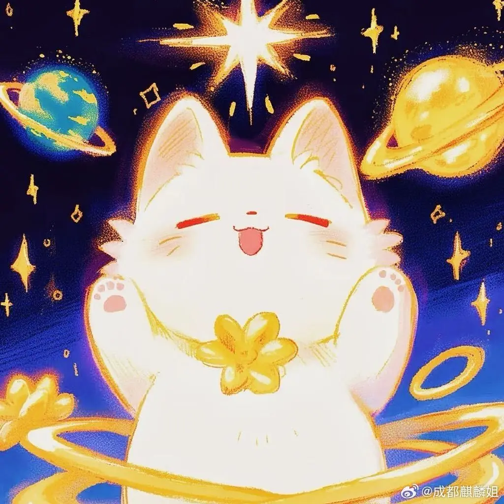 DIY Golden Planet White Cat Diamond Painting Space Star Cute Modern Wall Decoration for Living Room Bedroom