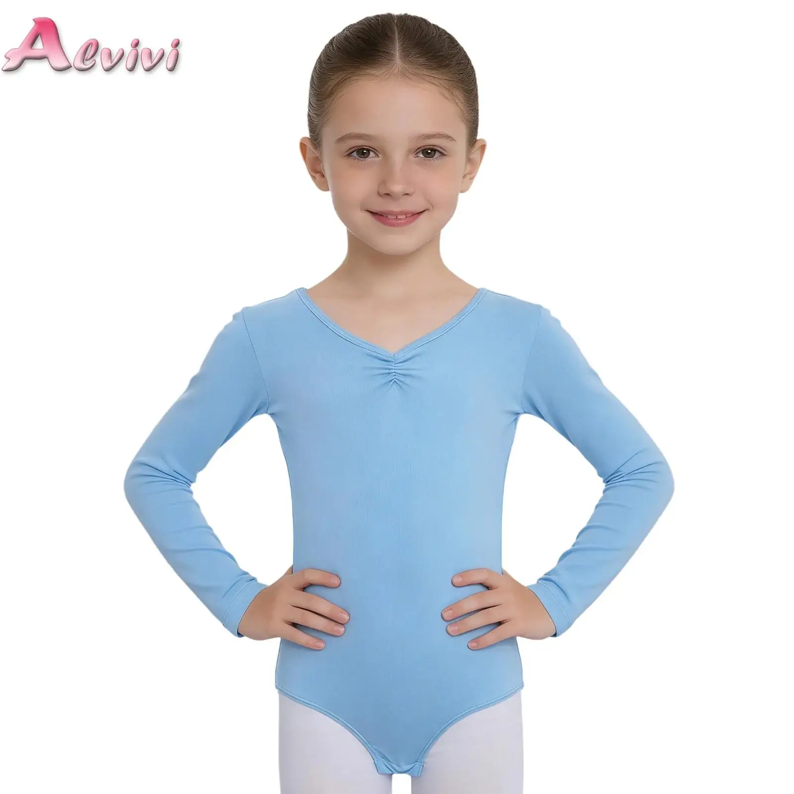 Long Sleeve Ballet Leotard Kids Girls Bowknot Dance Bodysuit Chest Ruched Gymnastic Leotard Toddler Ballerina Outfits Dancewear