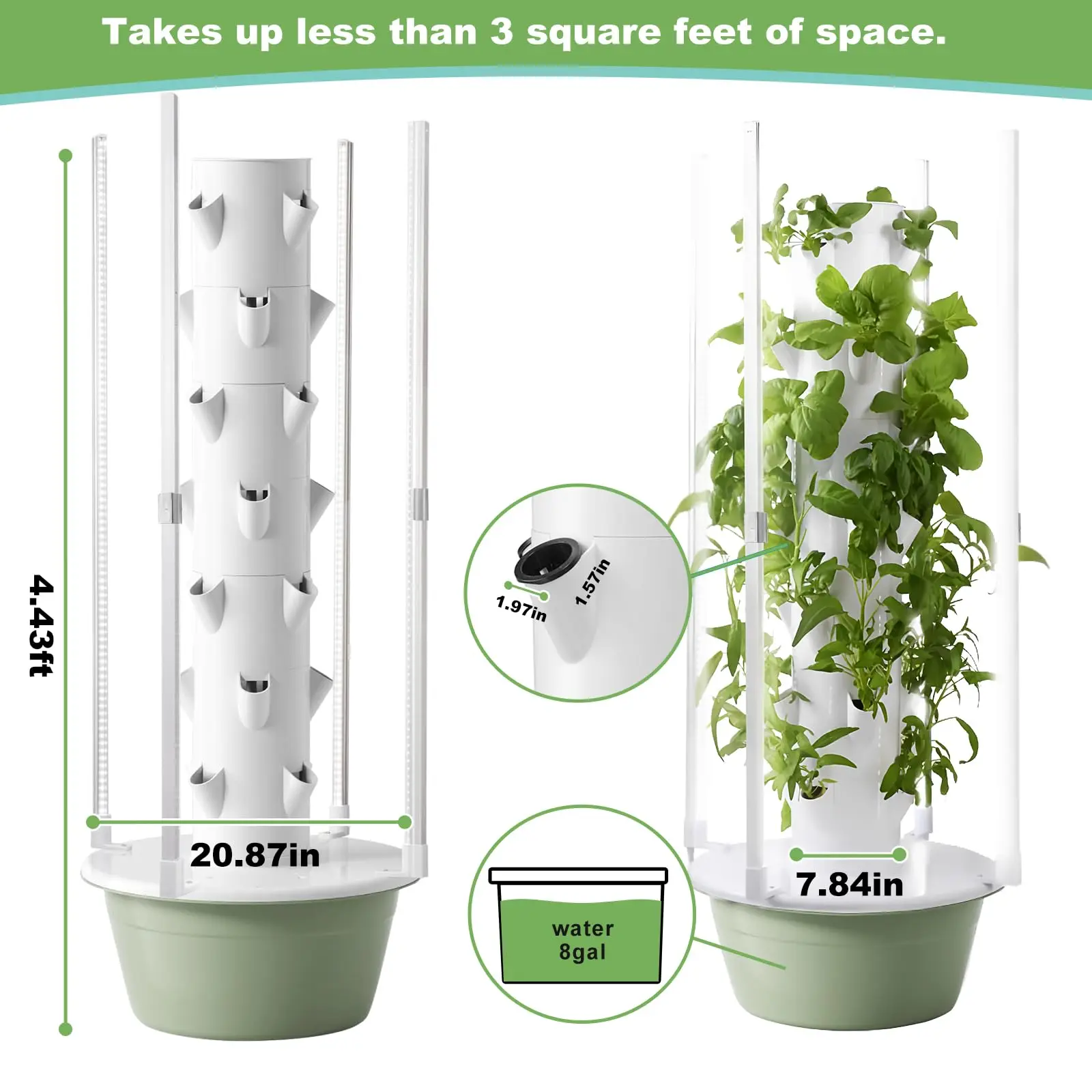 Hydroponic Growing Kit System with 4 LED Grow Lights,Hydroponics Tower Set, 7 Layer 28 Pots Planter, Vertical Hydro Tower Indoor