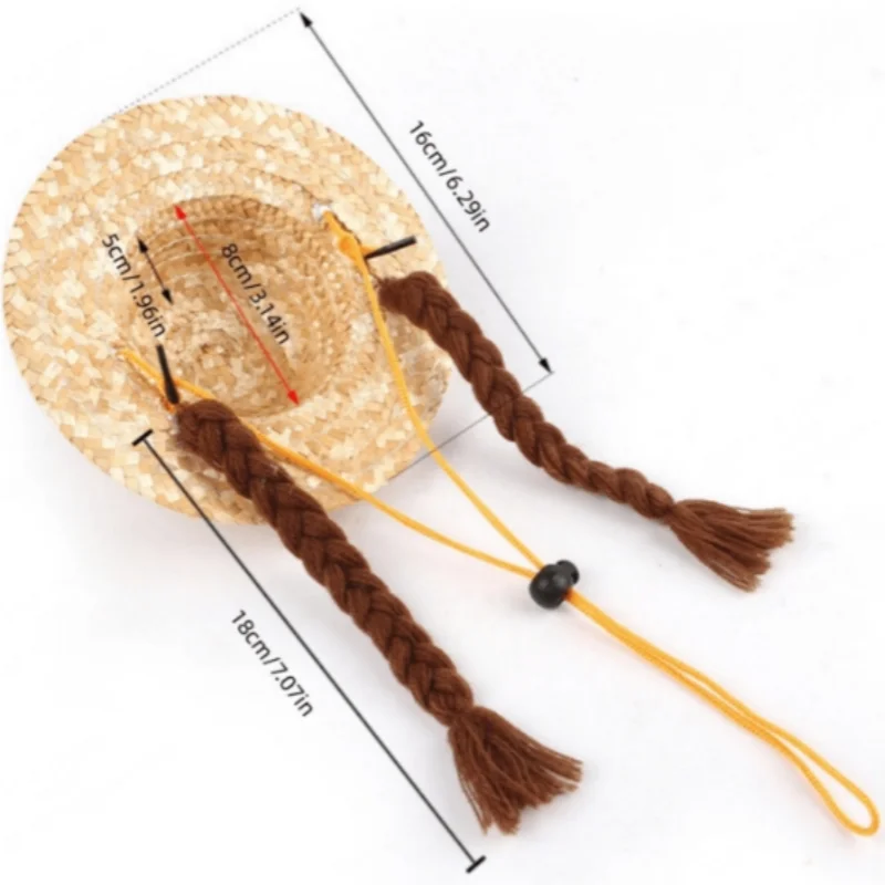 Pet braided straw hat cartoon cute puppy hat small and medium-sized dogs universal pet funny straw hat