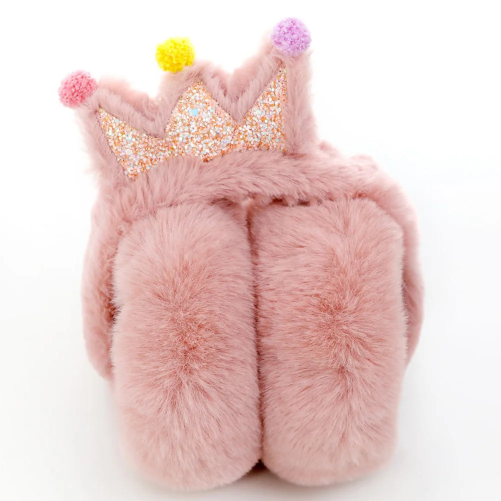 

1pc Children Warm Earmuffs Kids Outdoor Crown Cartoon Pink Random Color Winter Protection Lightweight Portable