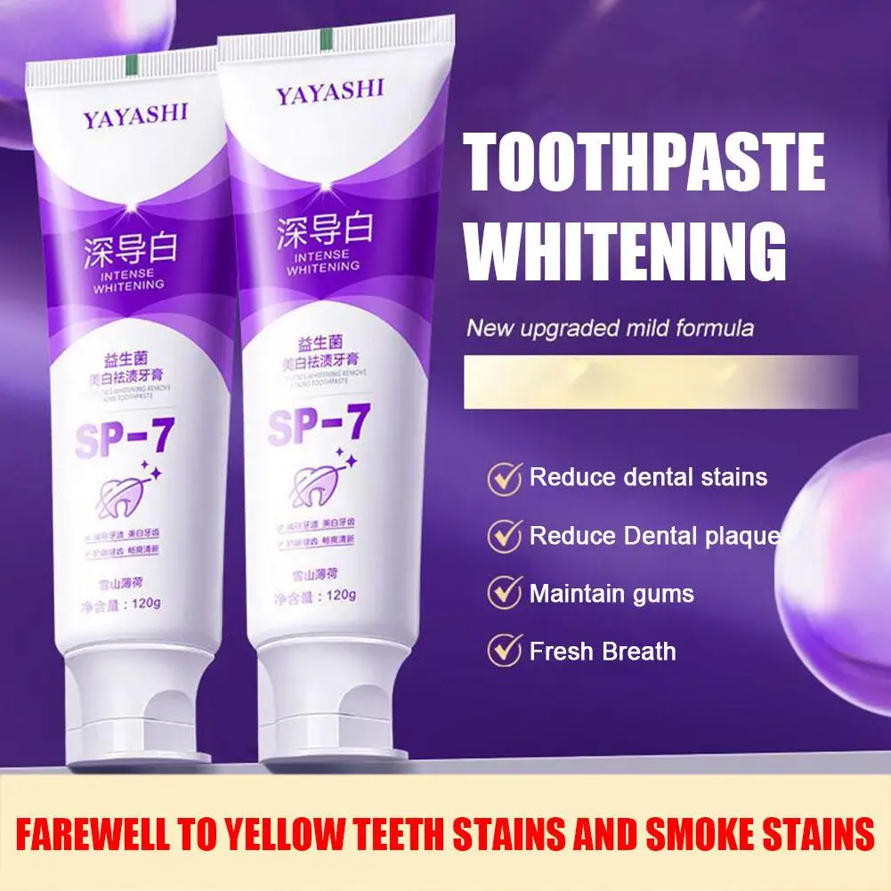 Probiotic Whitening Toothpaste Remove Plaque Stains Yellow Tooth Fresh Breath Protects Gums Dental Bleaching Repair Tools 120g