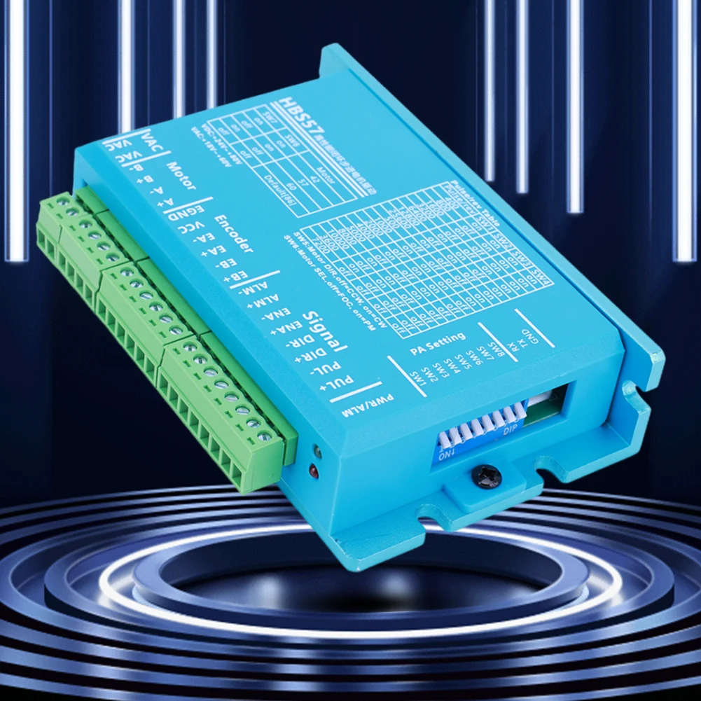 HBS57 Hybrid Servo Motor Driver 0-200kHz Step Motor Driver AC20-80V/DC24-70V Encoder 1000 Lines for Nema23/Nema24 Stepper Motor