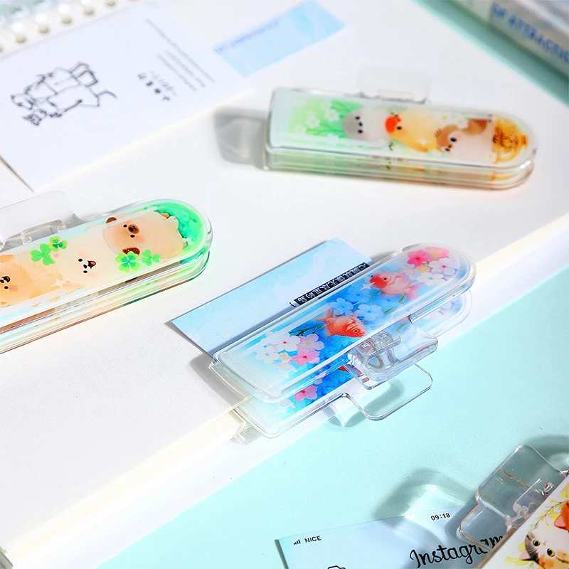 ジャーナル GO かわいい子猫アクリルバインダークリップ 女の子のデスクトップファイルフォルダー メモクリップ スクラップブッキングジャーナルカード文具