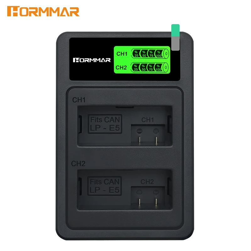 LP-E17 LP-E6 LP-E8 LP-E12 LP-E10 LP-E5 NB-13L NB-6L Dual Slot LCD USB Charger Compatible for Canon EOS R6 R50 RP 200D M50 G7X