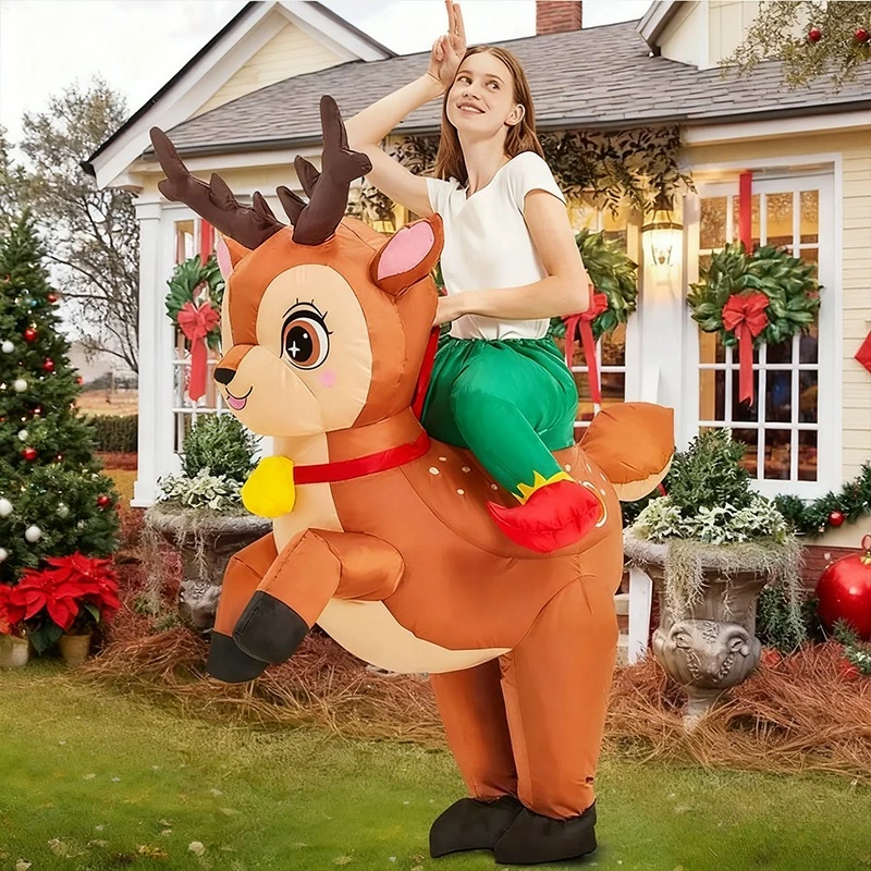

Inflatable moose costume Christmas Inflatable Reindeer Costume Adult Riding Elk Blow Up Suit Xmas Party Cosplay Funny suit Props