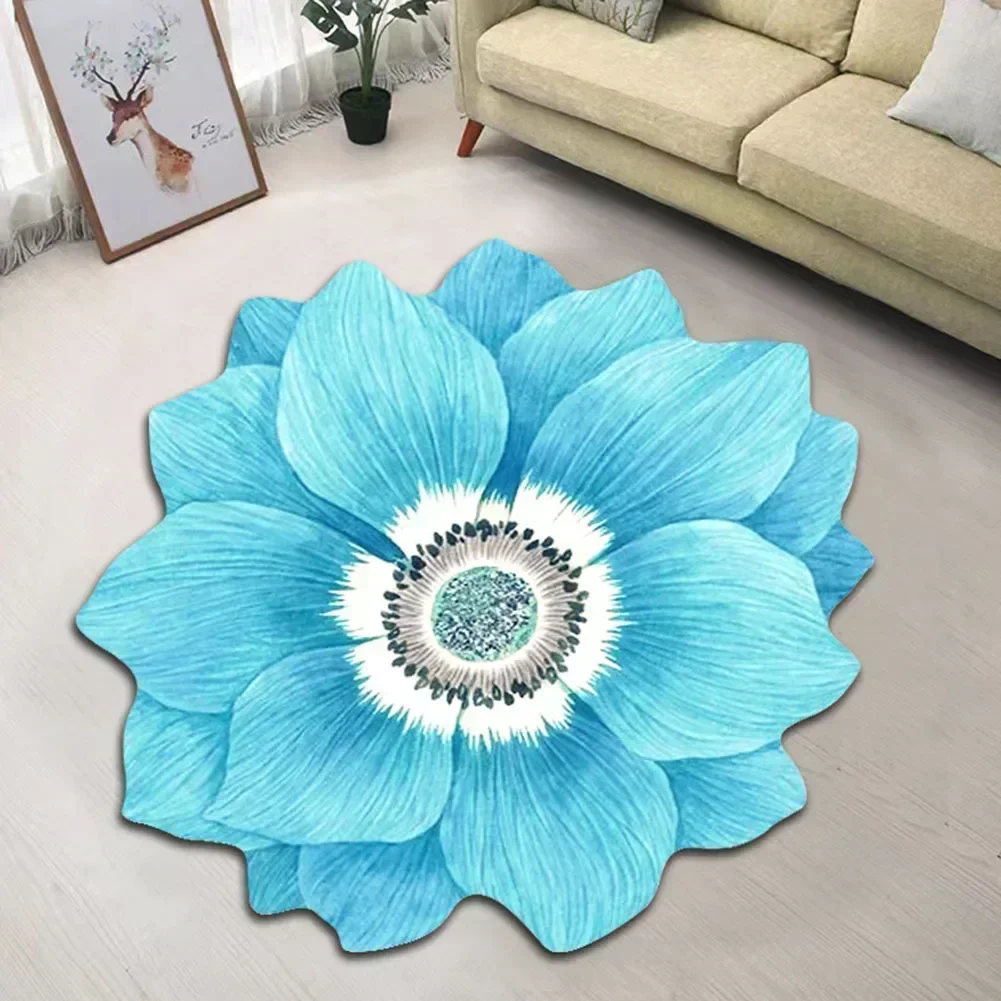 Flower Carpet Chinese Style Lotus Floor Mat Bedside Blanket Cloakroom Mat Bedroom Home Living Room Decor Washable Non-slip Mat