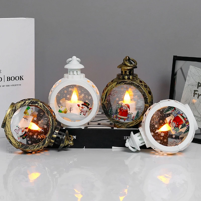 2025 LED Lamp Decor Christmas Portable Lantern Santa Claus Snowman Wind Lights Pendant New Year Home Decorative Light