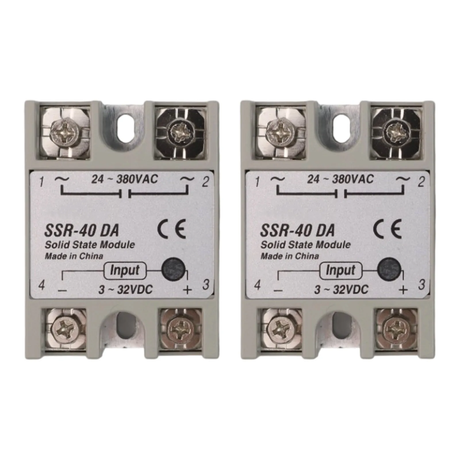 

2 шт. однофазный твердотельный релейный модуль SSR-40DA 3-32 В постоянного тока, выход 24-380 В переменного тока, аксессуар для электрооборудования