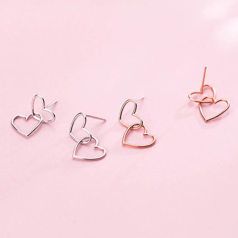 Modian serca do serca romantyczne kolczyki do uszu 925 srebro urok światła luksusowe kolczyki dla kobiet Party Fine Jewelry — zdjęcie 5