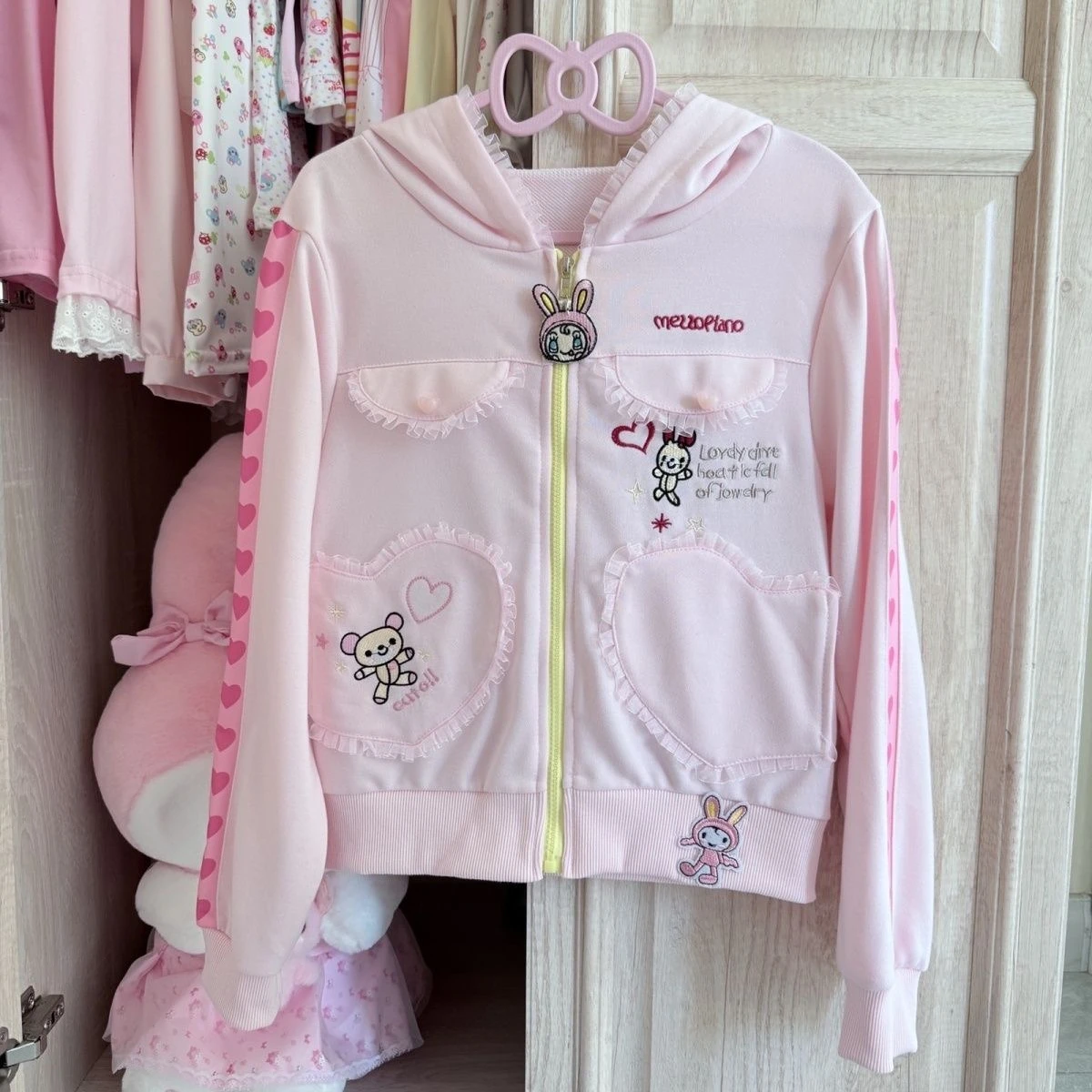 

2026 Spring Japanese Kawaii Vintage Y2K Crop Tops Jacket Womens Brown Zipper Hooded Coat Autumn Casual Sweatshirts