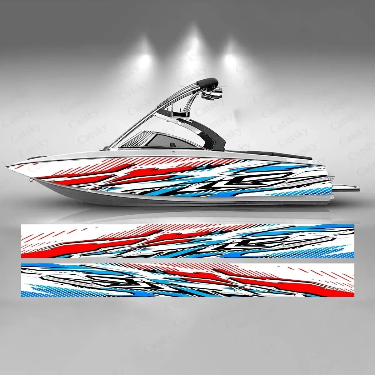 Abstract Blue Purple Gradient Boat Sticker Fashion Custom Fish Boat-Sticker Vinyl Waterproof Boat Wrap Graphic Boat Wrap Decal