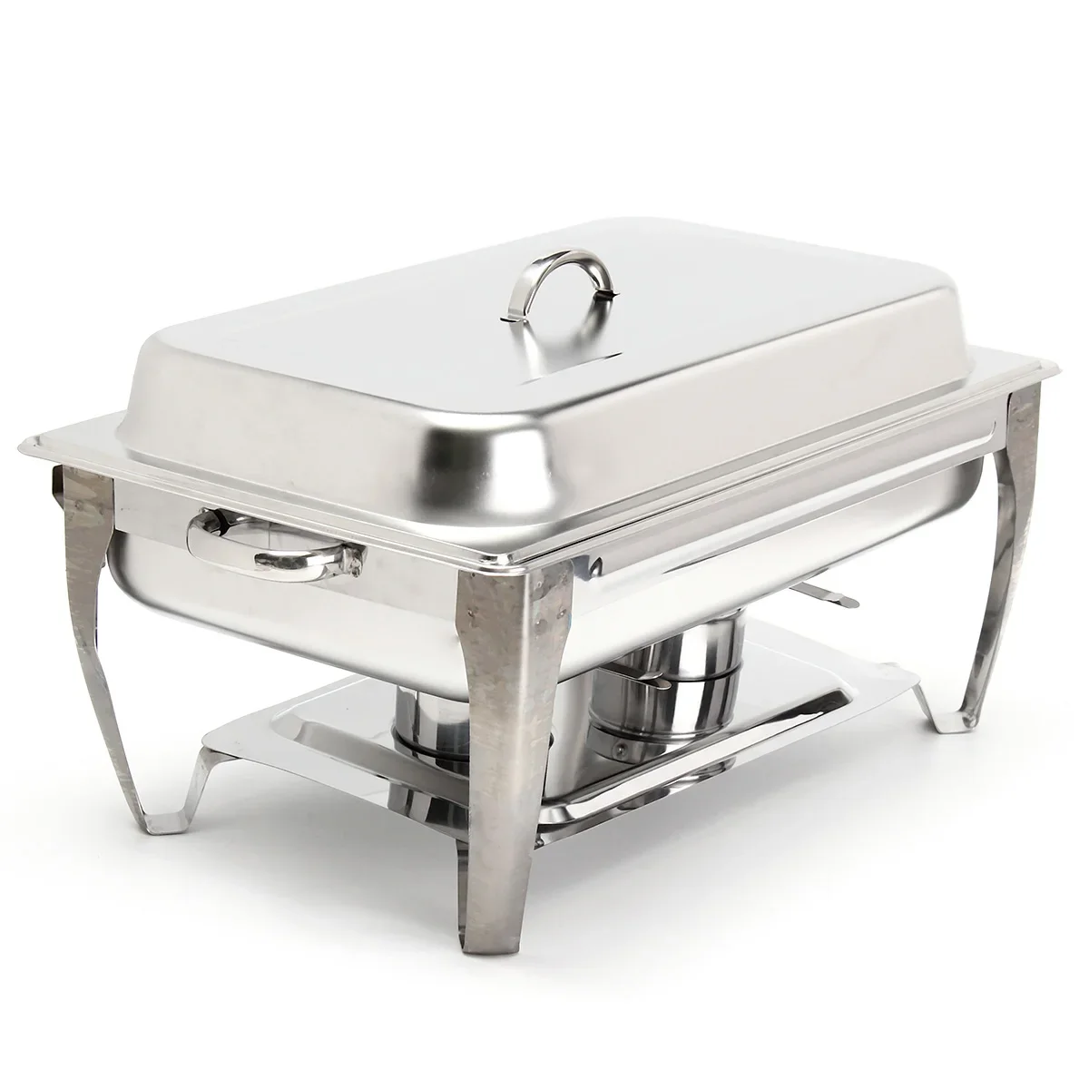 9L Foldable Stainless Steel Square Buffet Stove Dish Set Container Food Warmer Rectangular Chafing Dish Full Buffet Catering