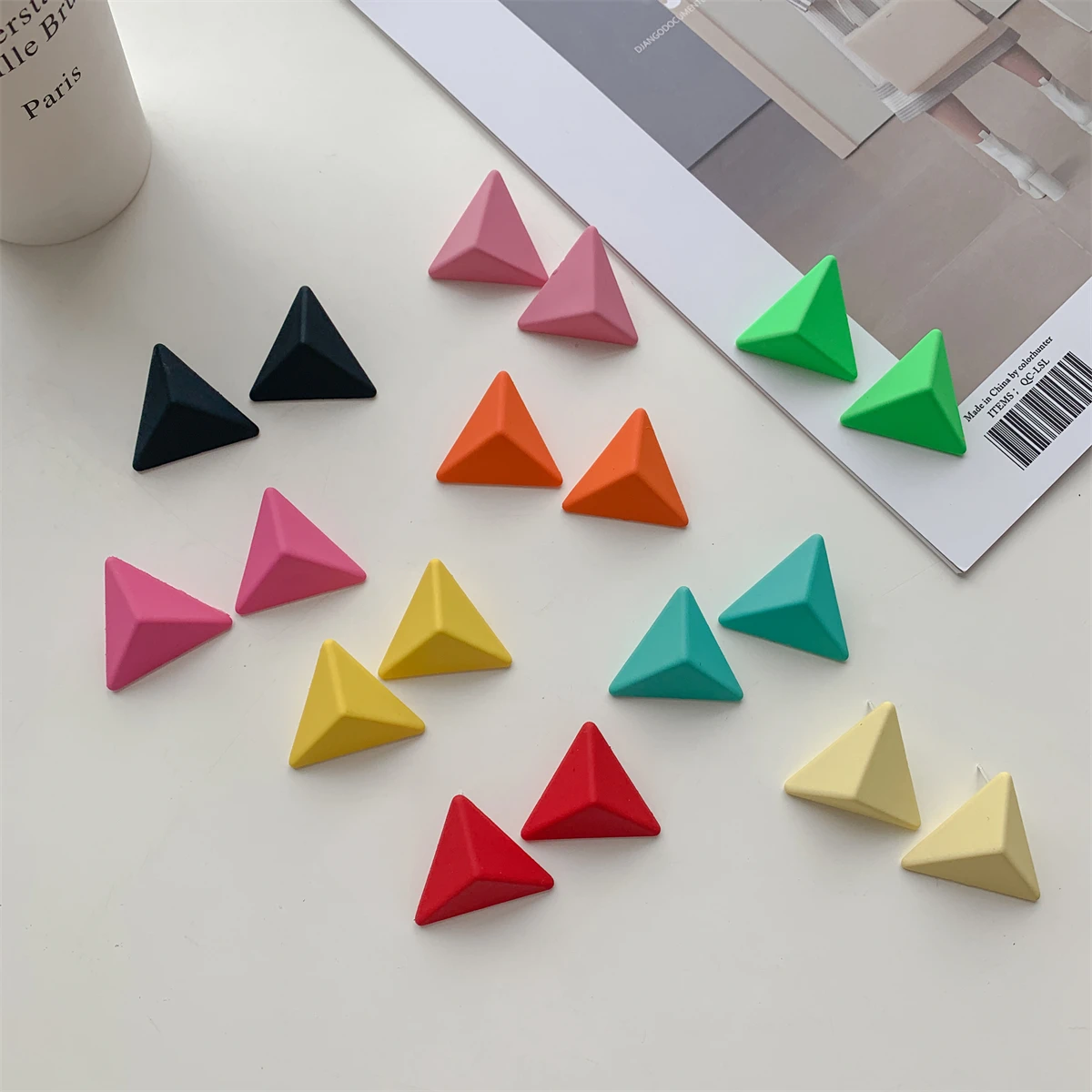 Vintage Solid Triangle Acrylic Earrings For Women Trend Bohemian Fashion Retro Party Statement Geometric Vintage Boho Jewelry