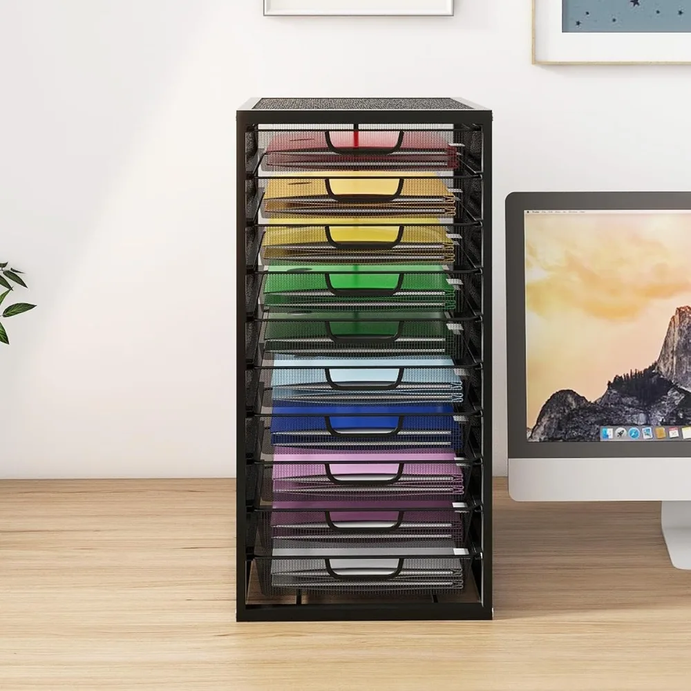 File organizer 10 drawers, Office Supplies Desktop Organizers and Accessories Stationery Storage, Black Filing Cabinets