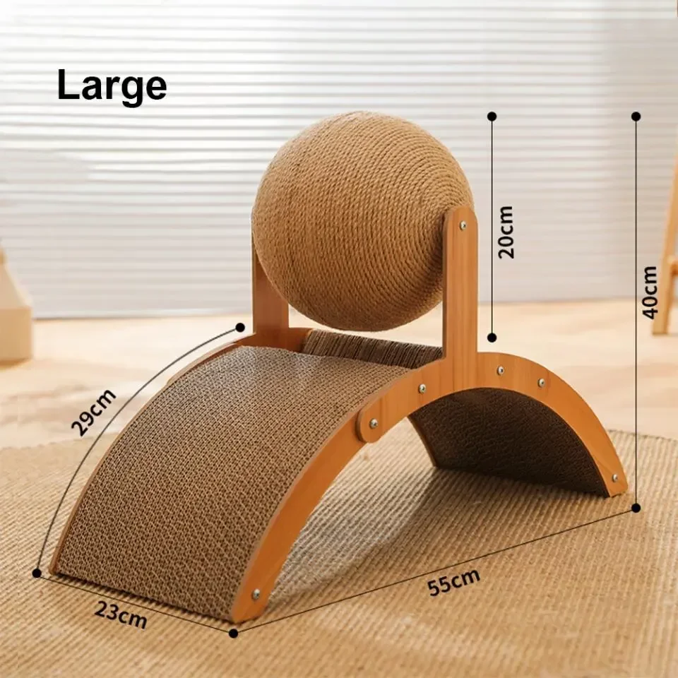 Hölzerner Katzenkratzball, 2-in-1-Kratzball für Katzen, Sisal-Kratzbrett, verschleißfestes Schleifpfoten-Spielzeug, Massivholzschaber für Katzen – Detail 8