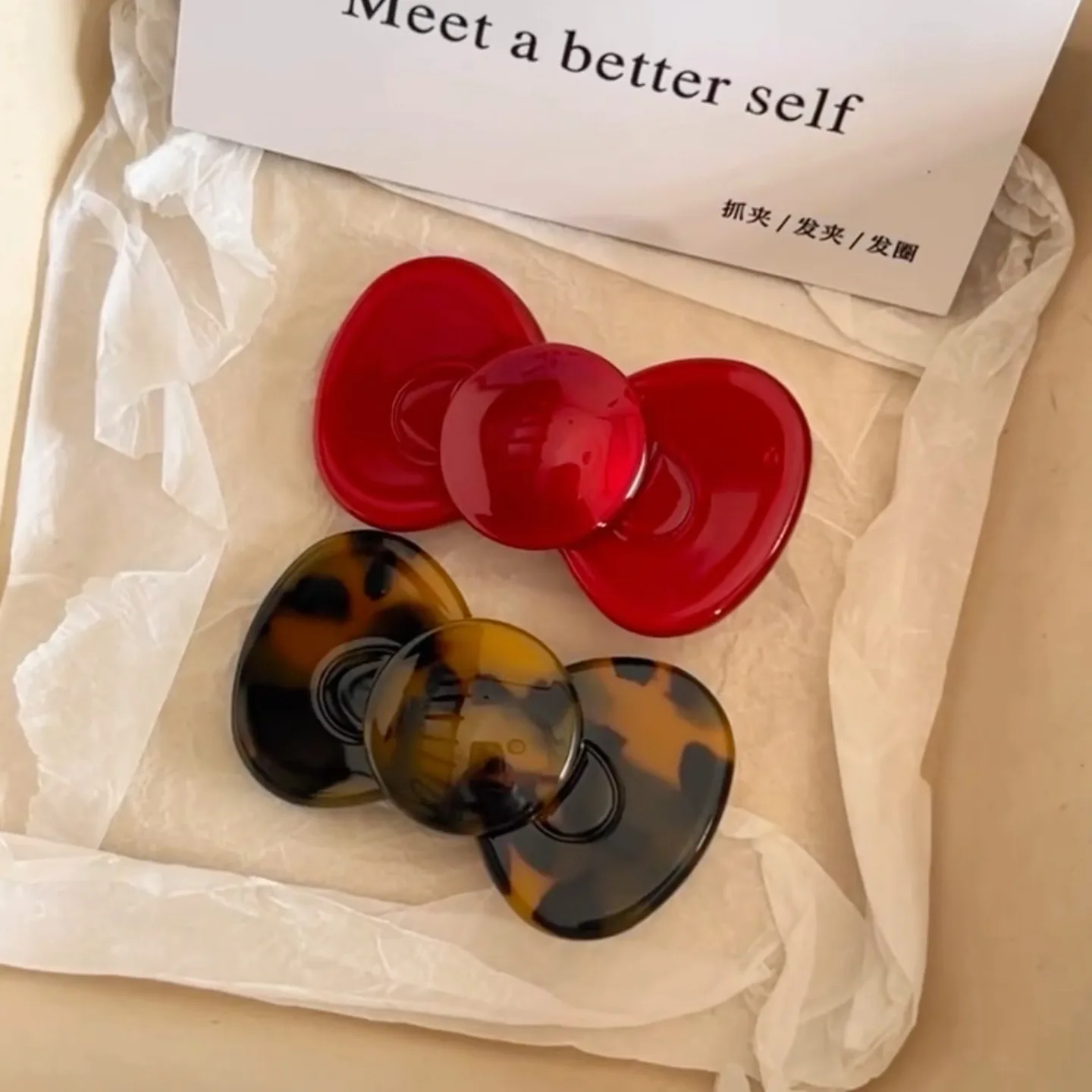 Red Bow Acetate Hair Clip for Women Vintage Side Bangs New Year Hair Accessory Non Slip Strong Hold Premium Accessoires Femme