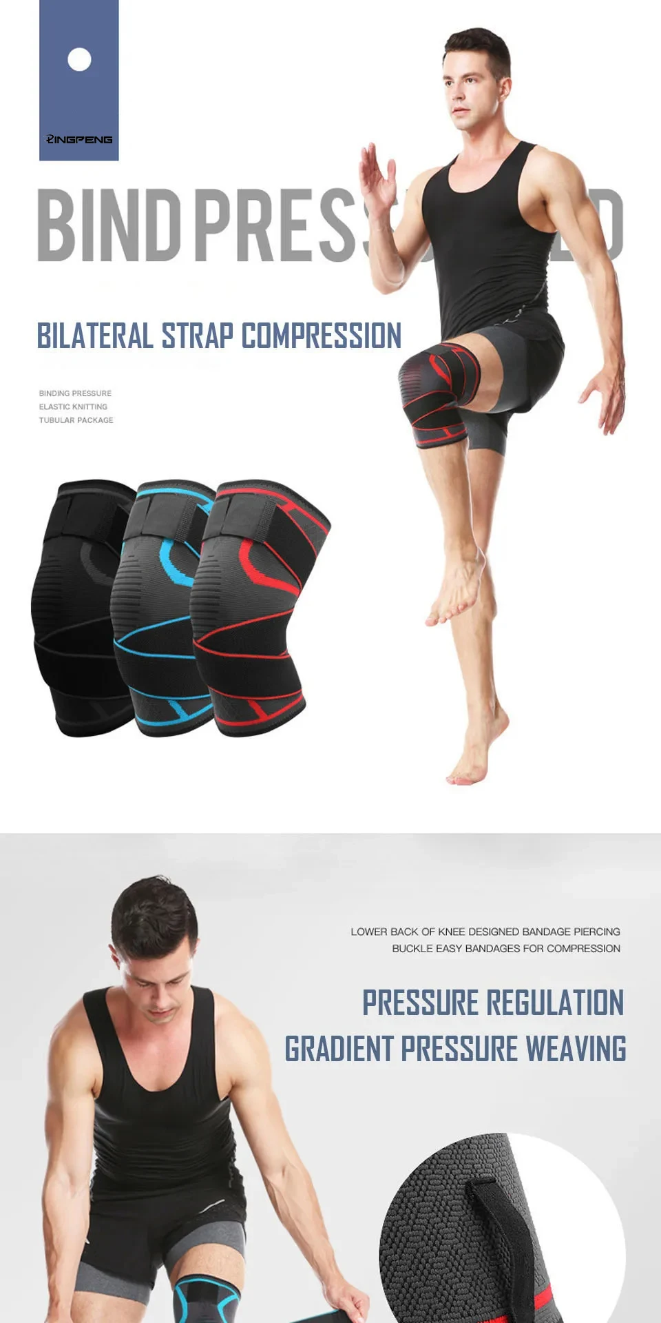 1pc Sport Fitness Knie Pads Unterstützung Bandage Hosenträger Elastische Nylon Sport Kompression Hülse für Basketball – Detail 1